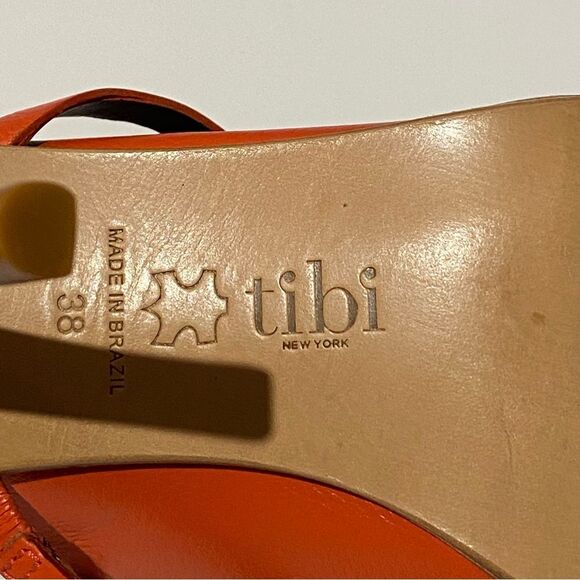 Tibi "Anouk" Coral Leather Strappy Sandal Stilleto Heels Women's Size 38/8 - Picture 6 of 12